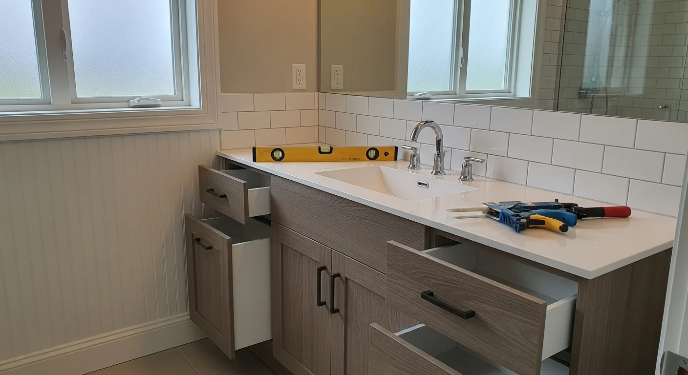 Modern kitchen with custom cabinets and countertops