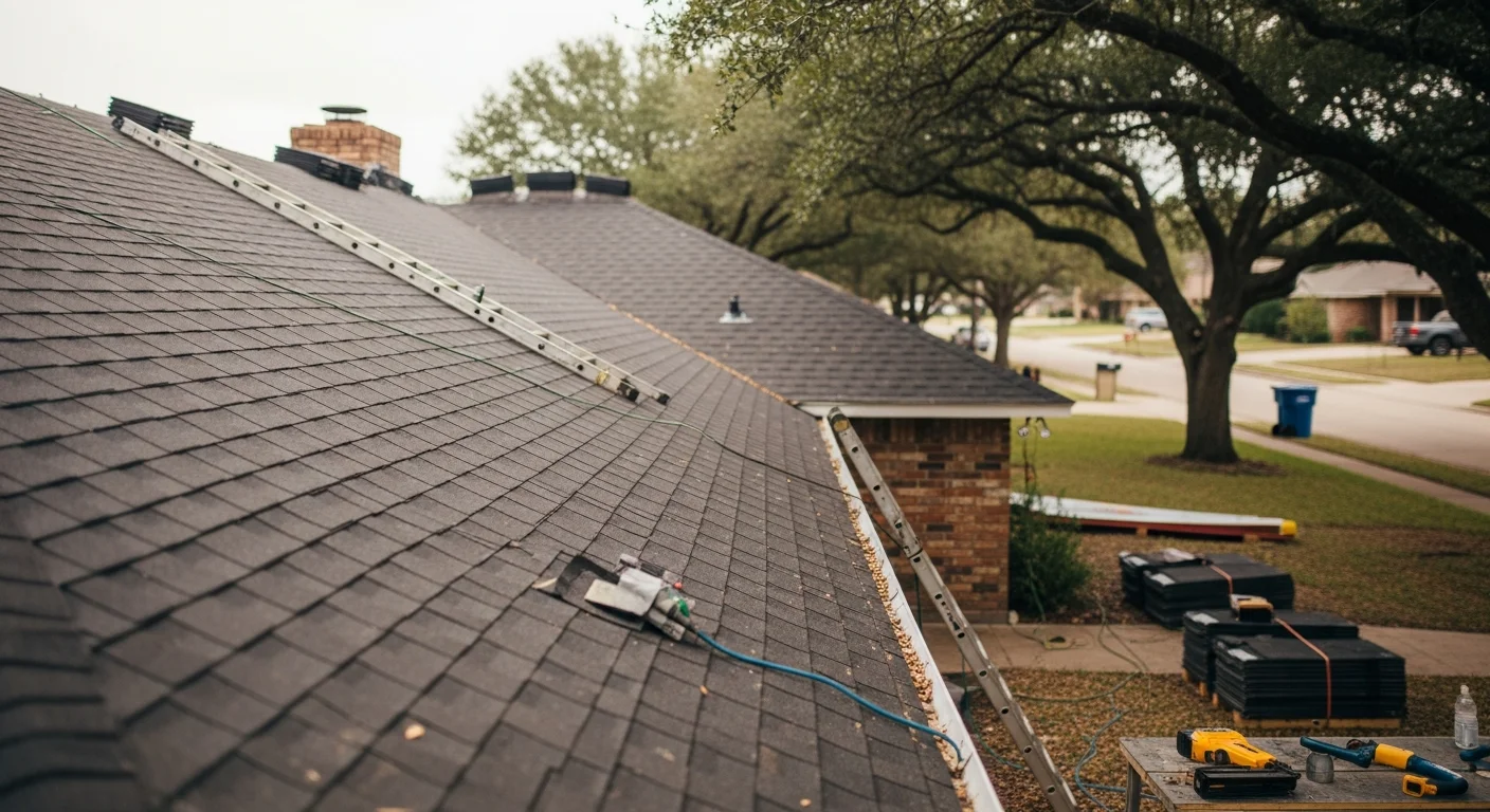 Residential roof replacement in progress