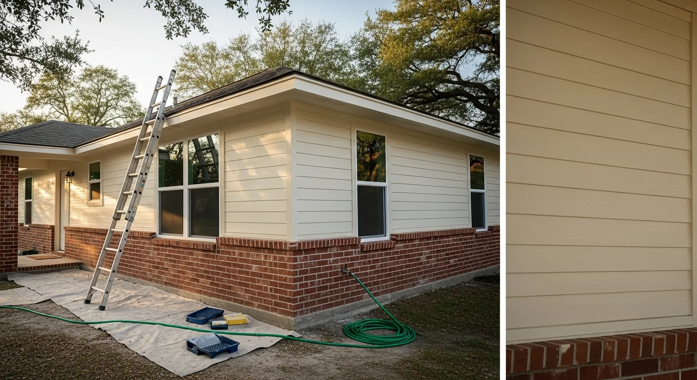 Home exterior with fresh siding and paint