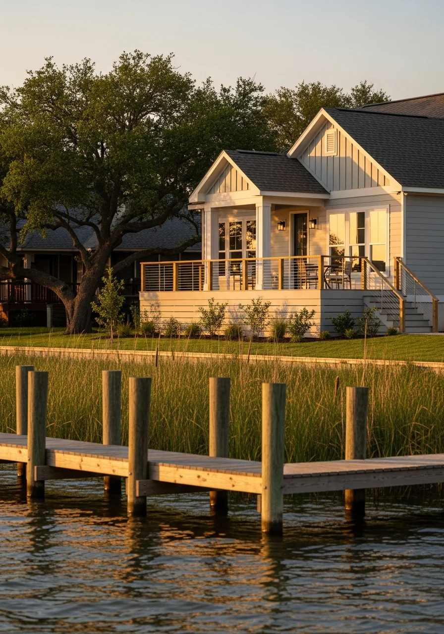 Clearlake lakeside home exterior showing waterfront-appropriate construction and landscaping typical of the community's residential properties.