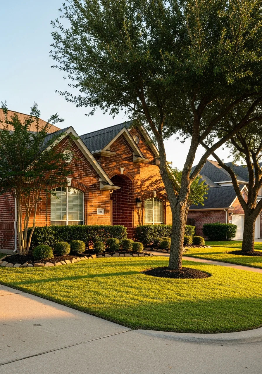 Humble home exterior showing traditional brick construction and landscaping representative of the area's established neighborhoods.